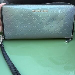 Michael Kors Silver Embossed Wristlet Wallet